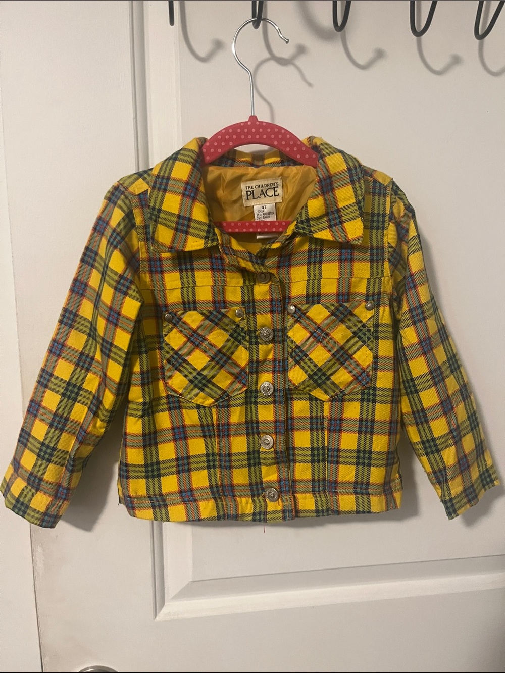The Children's Place Yellow Plaid Button-Front Kids' Jean Jacket